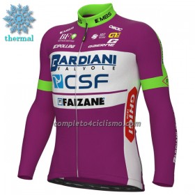 Maglia 2022 Bardiani-CSF Faizane Manica Lunga Winter Invernale Verde Lilla
